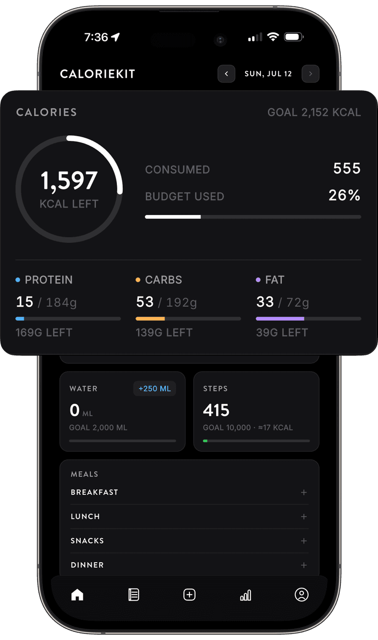 CalorieKit app on iPhone